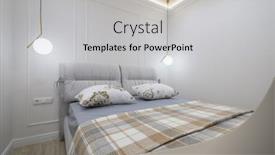  Presentation with bed - Slides enhanced with double-bed-with-a-plaid background and a light gray colored foreground