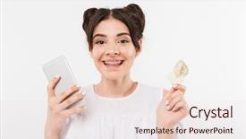  Presentation with happy image - Audience pleasing slide deck consisting of double buns hairstyle and dental backdrop and a lemonade colored foreground