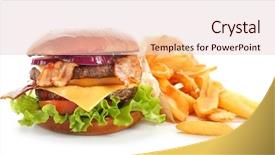  Presentation with burger fries - Slide set consisting of double burger and french fries background and a lemonade colored foreground