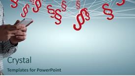  Presentation with mobile phone and germs - Cool new slide set with double check - midsection of man using mobile backdrop and a light blue colored foreground