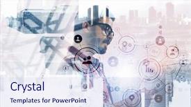  Presentation with communication - Presentation theme with double check - technologies for connection and communication background and a  colored foreground