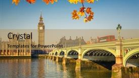  Presentation with parliament - Presentation theme having double decker bus - big ben and houses background and a coral colored foreground