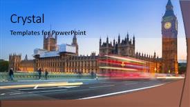  Presentation with westminster - Colorful theme enhanced with double decker bus - big ben and westminster bridge backdrop and a light blue colored foreground