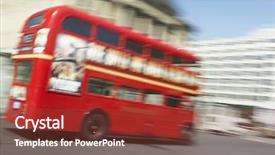  Presentation with bus - Beautiful presentation theme featuring double decker bus driving backdrop and a tawny brown colored foreground