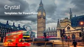  Presentation with bus - Amazing theme having double-decker-bus-in-london backdrop and a gray colored foreground