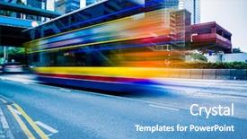  Presentation with bus - PPT theme with double decker bus motion blurred background and a teal colored foreground
