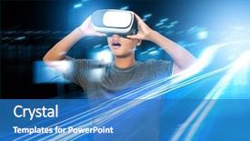  Presentation with virtual technology - PPT layouts consisting of double exposure afro-amrican boy background and a teal colored foreground