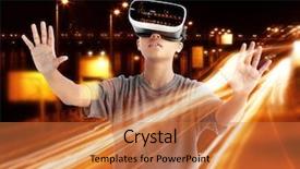  Presentation with virtual technology - Beautiful presentation theme featuring double exposure afro-amrican boy backdrop and a coral colored foreground