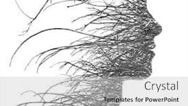  Presentation with black white tree - Cool new presentation theme with double-exposure-close-up-profile backdrop and a light gray colored foreground