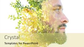  Presentation with plants - Slides featuring double-exposure-close-up-profile background and a yellow colored foreground