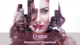  Presentation with double exposure of business people - Colorful slide set enhanced with double exposure of a beautiful backdrop and a violet colored foreground