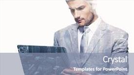  Presentation with double exposure of business people - Cool new PPT theme with double exposure of a businessman backdrop and a mint green colored foreground