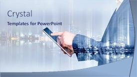  Presentation with development - PPT theme enhanced with double-exposure-of-businessman-working background and a sky blue colored foreground