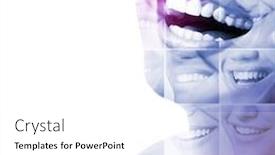  Presentation with teeth whitening - Amazing PPT layouts having double-exposure-of-laughing-people backdrop and a white colored foreground