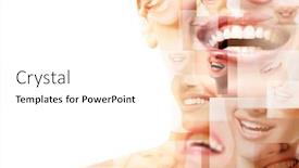  Presentation with teeth whitening - Amazing theme having double-exposure-of-laughing-people backdrop and a white colored foreground