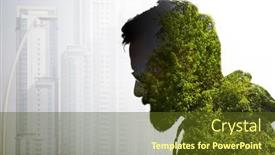  Presentation with mindfulness green - Theme featuring double-exposure-of-man-face background and a tawny brown colored foreground