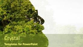  Presentation with mindfulness green - Cool new PPT theme with double-exposure-of-man-face backdrop and a tawny brown colored foreground