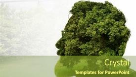  Presentation with mindfulness green - Colorful PPT theme enhanced with double-exposure-of-man-face backdrop and a tawny brown colored foreground
