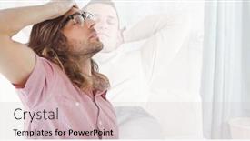  Presentation with couch potato - Slides with double-exposure-of-tired-caucasian background and a lemonade colored foreground