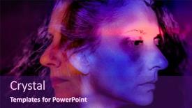  Presentation with personality - Colorful slides enhanced with double-exposure-of-woman-portrait backdrop and a violet colored foreground