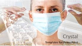  Presentation with social distancing - PPT theme enhanced with double-exposure-of-woman-wearing background and a lemonade colored foreground