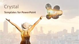  Presentation with freedom - Cool new PPT theme with double-exposure-photo backdrop and a lemonade colored foreground