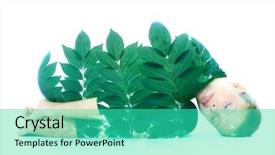  Presentation with photograph - Presentation design with double exposure portrait of laying background and a teal colored foreground