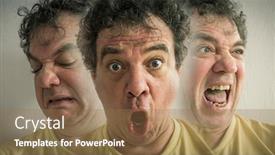  Presentation with mental health - PPT theme featuring double-exposure-portrait background and a coral colored foreground