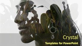  Presentation with plants growing - Amazing slide deck having double exposure profile portrait combined with growing plants nature and inner peace backdrop and a wine colored foreground