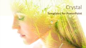  Presentation with young plant - Cool new PPT theme with double-exposure-profile-portrait backdrop and a cream colored foreground
