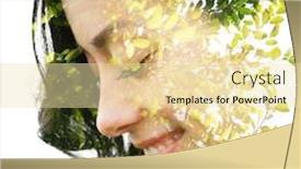  Presentation with beautiful nature - Colorful presentation theme enhanced with double exposure with an ecological concept showcasing the beautiful feminine nature of plants backdrop and a blonde colored foreground