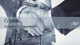  Presentation with shaking hands - Beautiful slides featuring double face - shaking hands against the backdrop backdrop and a light blue colored foreground