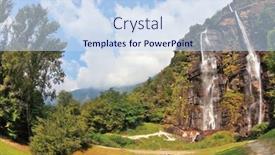  Presentation with parallel - Presentation theme enhanced with double falls in mountains of northern italy parallel streams of water on a green overgrown hillside background and a sky blue colored foreground