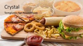  Presentation with fast food - PPT theme enhanced with double hamburger or cheeseburger deep background and a lemonade colored foreground