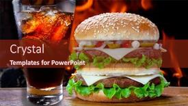  Presentation with soda - Slide set with double-hamburger-with-soda-cola background and a tawny brown colored foreground