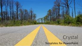  Presentation with woods - Beautiful slide set featuring double lined road through woods backdrop and a yellow colored foreground