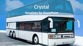  Presentation with tour - PPT theme consisting of doubledecker tour bus background and a teal colored foreground