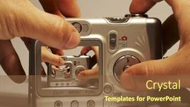  Presentation with cameras - Colorful presentation design enhanced with doubling-cameras-lcd backdrop and a tawny brown colored foreground