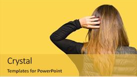  Presentation with age discrimination - PPT theme with doubt with hand on head background and a  colored foreground