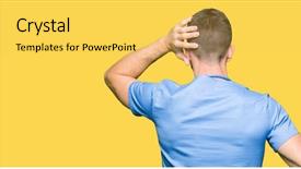  Presentation with medical hand - Presentation design with doubt with hand on head background and a  colored foreground