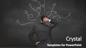  Presentation with arrows - Presentation having jumble - doubtful businessman looking at arrows background and a dark gray colored foreground