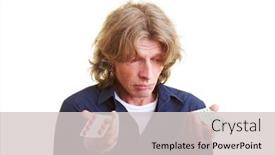  Presentation with drugs - PPT layouts enhanced with doubtful-man-compares-two-drugs background and a light gray colored foreground