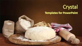  Presentation with dough - Presentation having dough and bags with flour background and a wine colored foreground