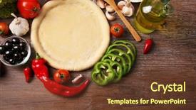  Presentation with pizza pasta dough for bread - Slide deck enhanced with dough basis and ingredients background and a tawny brown colored foreground