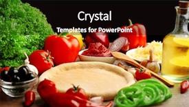  Presentation with dough - PPT theme having dough basis and ingredients background and a wine colored foreground