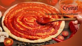  Presentation with ketchup - Theme enhanced with dough basis with ketchup background and a red colored foreground