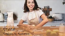  Presentation with arabian woman wearing hijab muslim - Beautiful slide set featuring dough for an apple pie backdrop and a coral colored foreground