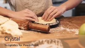  Presentation with close up of an apron - PPT theme enhanced with dough for an apple pie background and a coral colored foreground