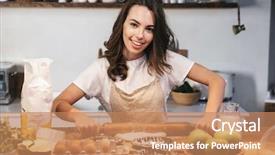  Presentation with harvest apron - Presentation design consisting of dough for an apple pie background and a coral colored foreground