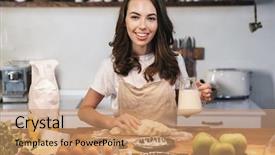  Presentation with apron harvest - Beautiful PPT theme featuring dough for an apple pie backdrop and a coral colored foreground